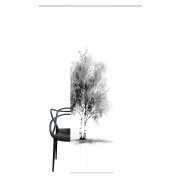 SCHIEBEVORHANG DEKOSTOFF SEIDENOPTIK DIGITALDRUCK "TREE" 60 cm x 245 cm Farbe GRAU