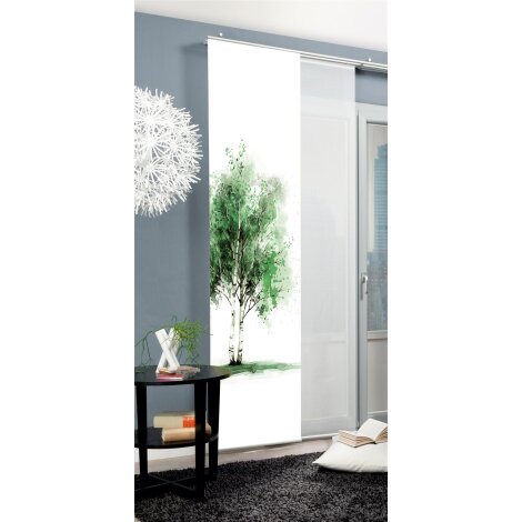 SCHIEBEVORHANG DEKOSTOFF SEIDENOPTIK DIGITALDRUCK "TREE" 60 cm x 245 cm Farbe GRÜN