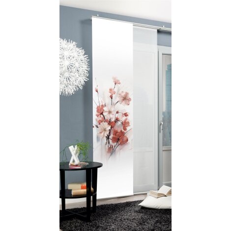 SCHIEBEVORHANG DEKOSTOFF SEIDENOPTIK DIGITALDRUCK "LOTUS" 60 cm x 245 cm Farbe ALTROSE