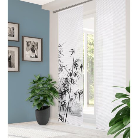 HOME in green | SCHIEBEVORHANG BAMBUSOPTIK RECYCELT DIGITALDRUCK "RUFUS" 60 cm x 245 cm Farbe GRAU