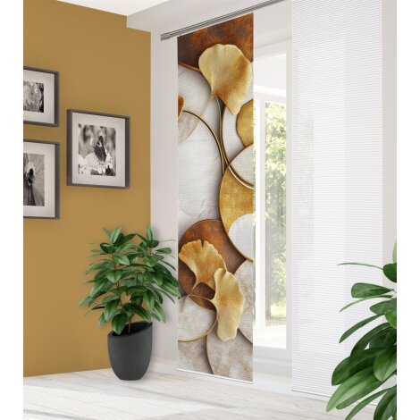 HOME in green | SCHIEBEVORHANG BAMBUSOPTIK RECYCELT DIGITALDRUCK "STORM" 60 cm x 245 cm Farbe GOLD