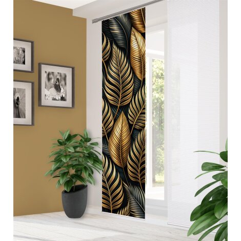 HOME in green | SCHIEBEVORHANG BAMBUSOPTIK RECYCELT DIGITALDRUCK "ZEDRIC" 60 cm x 245 cm Farbe GOLD