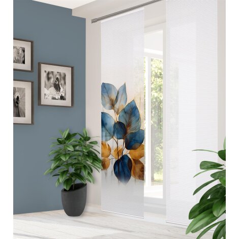 HOME in green | SCHIEBEVORHANG BAMBUSOPTIK RECYCELT DIGITALDRUCK "THALIN" 60 cm x 245 cm Farbe BLAU