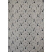 Dekostoff Gardine Vorhang Landhaus Jacquard Hirsch blau beige blickdicht, Meterware