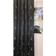 Dekostoff Gardine Vorhang Landhaus Jacquard Hirsch blau beige blickdicht, Meterware