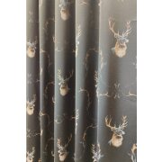 Dekostoff Gardine Vorhang Landhaus Jacquard Hirsch blau beige blickdicht, Meterware