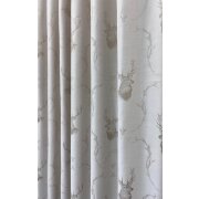 Dekostoff Gardine Vorhang Landhaus Jacquard Hirsch creme beige blickdicht, Meterware