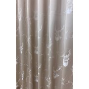 Dekostoff Gardine Vorhang Landhaus Jacquard Hirsch creme beige blickdicht, Meterware