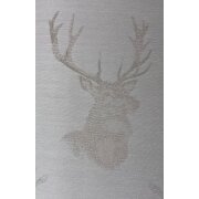 Dekostoff Gardine Vorhang Landhaus Jacquard Hirsch creme beige blickdicht, Meterware