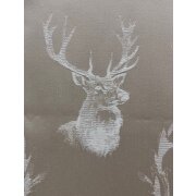 Dekostoff Gardine Vorhang Landhaus Jacquard Hirsch creme beige blickdicht, Meterware