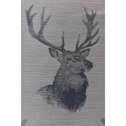 Dekostoff Gardine Vorhang Landhaus Jacquard Hirsch grau blickdicht, Meterware