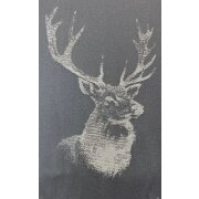 Dekostoff Gardine Vorhang Landhaus Jacquard Hirsch grau blickdicht, Meterware