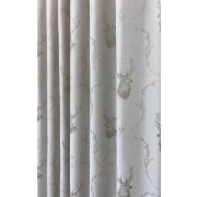 Landhaus Gardine Vorhang Dekoschal Hirsch Ornament creme beige, fertig genäht