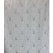 Landhaus Gardine Vorhang Dekoschal Hirsch Ornament creme beige, fertig genäht