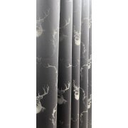 Landhaus Gardine Vorhang Dekoschal Hirsch Ornament Grautöne, fertig genäht