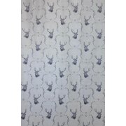 Landhaus Gardine Vorhang Dekoschal Hirsch Ornament beige grau braun, fertig genäht