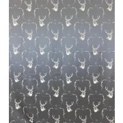 Landhaus Gardine Vorhang Dekoschal Hirsch Ornament beige grau braun, fertig genäht