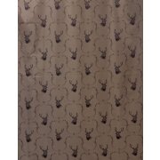 Landhaus Gardine Vorhang Dekoschal Hirsch Ornament braun dunkelbraun, fertig genäht