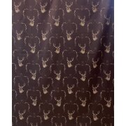 Landhaus Gardine Vorhang Dekoschal Hirsch Ornament braun dunkelbraun, fertig genäht