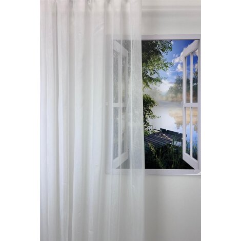 Stores Gardine Stoff Vorhang Webstore Streifen creme transparent, Meterware