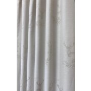 Landhaus Gardine Vorhang Dekoschal Hirsch Ornament natur creme, fertig genäht