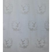 Landhaus Gardine Vorhang Dekoschal Hirsch Ornament natur creme, fertig genäht