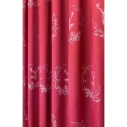 Landhaus Gardine Vorhang Dekoschal Hirsch Ornament rose rot, fertig genäht