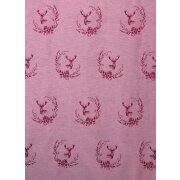 Landhaus Gardine Vorhang Dekoschal Hirsch Ornament rose rot, fertig genäht