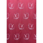 Landhaus Gardine Vorhang Dekoschal Hirsch Ornament rose rot, fertig genäht