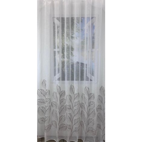 Stores Gardinenstoff Vorhang Käseleinen Blätter natur beige transparent, Meterware