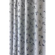 Landhaus Dekostoff Vorhang Natur-Optik Blumen Schmetterling hellgrau anthrazit, fertig genäht