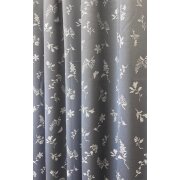 Landhaus Dekostoff Vorhang Natur-Optik Blumen Schmetterling hellgrau anthrazit, fertig genäht