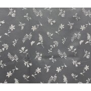 Landhaus Dekostoff Vorhang Natur-Optik Blumen Schmetterling hellgrau anthrazit, fertig genäht