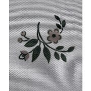 Landhaus Dekostoff Vorhang weiß Blumen grün braun, fertig genäht