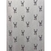 Landhaus Dekostoff Vorhang grau beige Hirschkopf braun blickdicht, fertig genäht