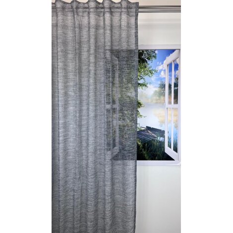 Schlaufenbandschal Fertiggardine grau weiß 140 x 245 cm