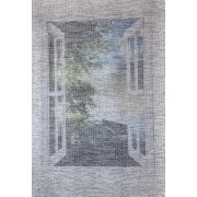 Schlaufenbandschal Fertiggardine grau weiß 140 x 245 cm