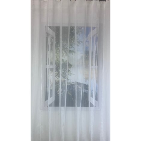 Stores Gardinenstoff Vorhang bestickt Streifen weiß  transparent, Meterware