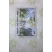 Stores Gardine Vorhang Blumen bedruckt apfelgrün transparent, Meterware