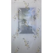 Stores Vorhang Voile Kreise gelb grau weiß transparent, 290 cm, Meterware