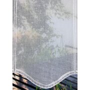 Panneaux Scheibengardine Stickereiabschluss uni rohweiß H 30 cm, Meterware