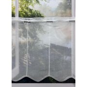 Panneaux Scheibengardine Stickereiabschluss uni rohweiß H 45 cm, Meterware