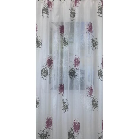 Stores Vorhang Leinenoptik Streumuster beere schlamm weiß transparent, 290 cm, Meterware