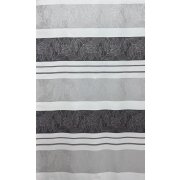 Dekostoff Vorhang Querstreifen Blätter braun hellgrau creme blickdicht, Meterware