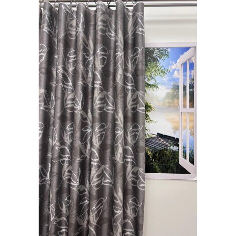 Dekostoff Vorhang Blätter braun grau blickdicht, Meterware