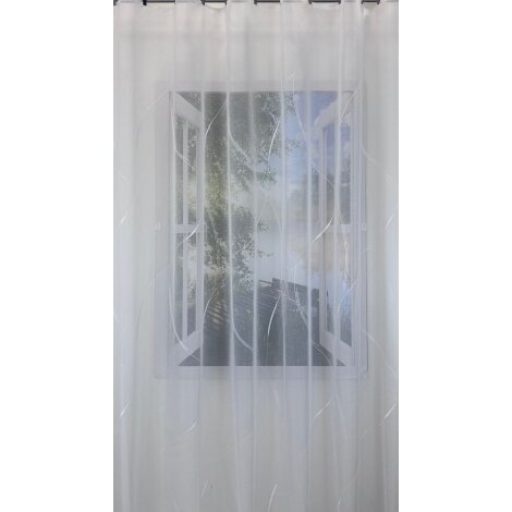 Stores Vorhang Struktur Scherli Balken weiß transparent, 280 cm, Meterware