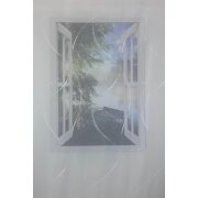 Stores Vorhang Struktur Scherli Balken weiß transparent, 280 cm, Meterware