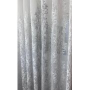 Vorhang Dekoschal Sockel-Stickerei mit Blumen weiß grau transparent, fertig genäht