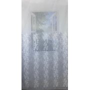 Vorhang Dekoschal Sockel-Stickerei mit Blumen weiß grau transparent, fertig genäht