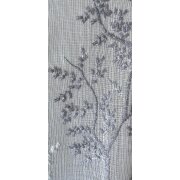 Vorhang Dekoschal Sockel-Stickerei mit Blumen weiß grau transparent, fertig genäht